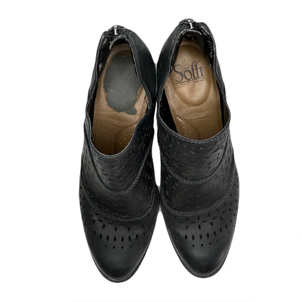 Sofft Black Leather Ankle Bootieswith Cut Out Design